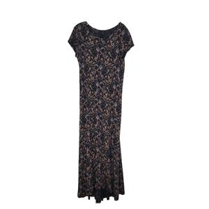 Peruvian‎ Connection Arabesque T-Shirt Maxi Dress Pima Cotton Modal Floral Sz M
